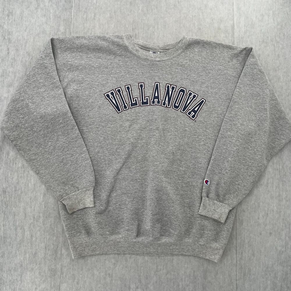 VINTAGE Villanova University Sweatshirt Adult Large Gray Champion Pullover 90s